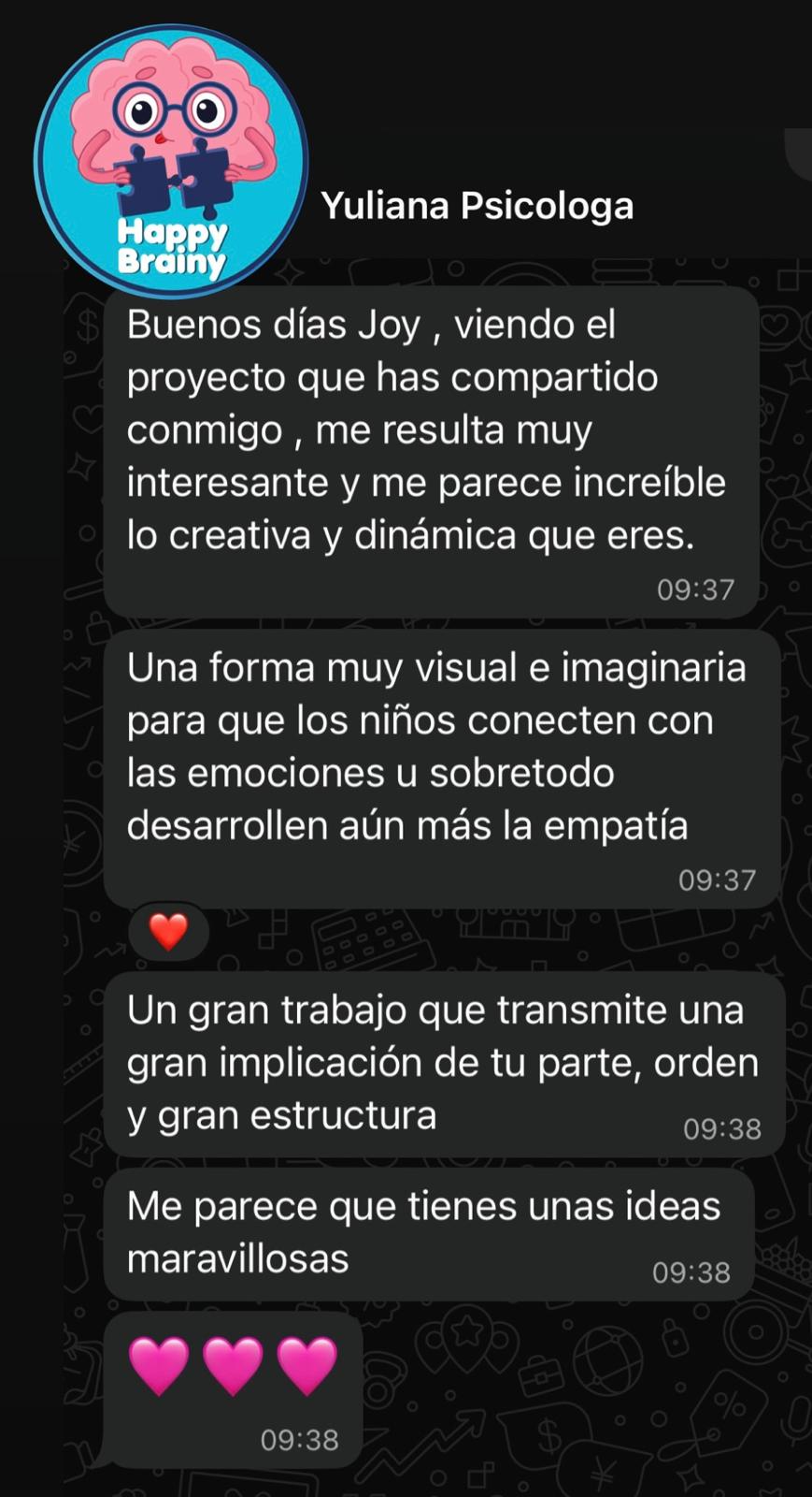 Comentario sobre la experiencia Happy Brainy en Instagram